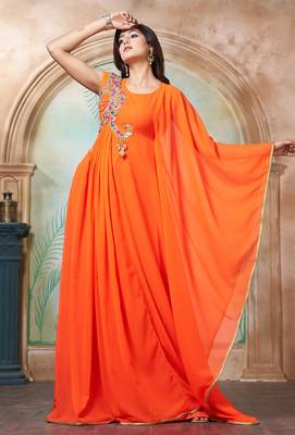 Orange designer islamic partywear caftan 2