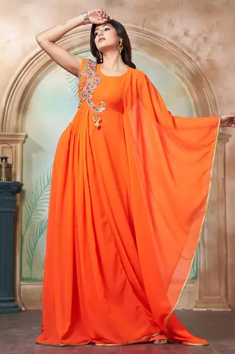 Orange designer islamic partywear caftan