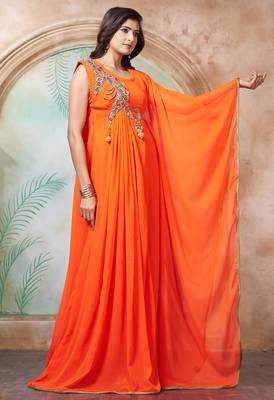 Orange designer islamic partywear caftan 3