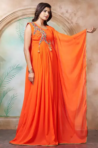 Orange designer islamic partywear caftan