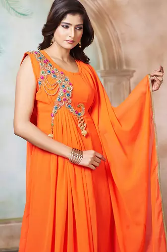 Orange designer islamic partywear caftan
