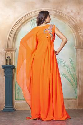 Orange designer islamic partywear caftan 5