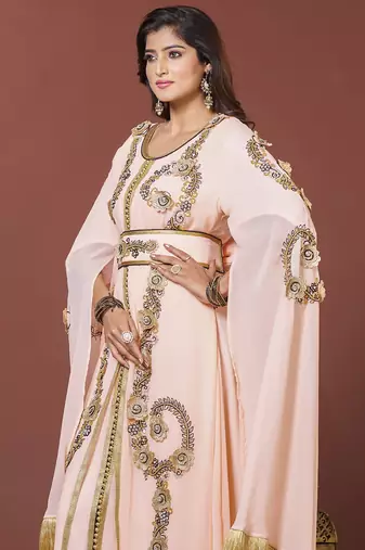 Light peach moroccan wedding kaftan