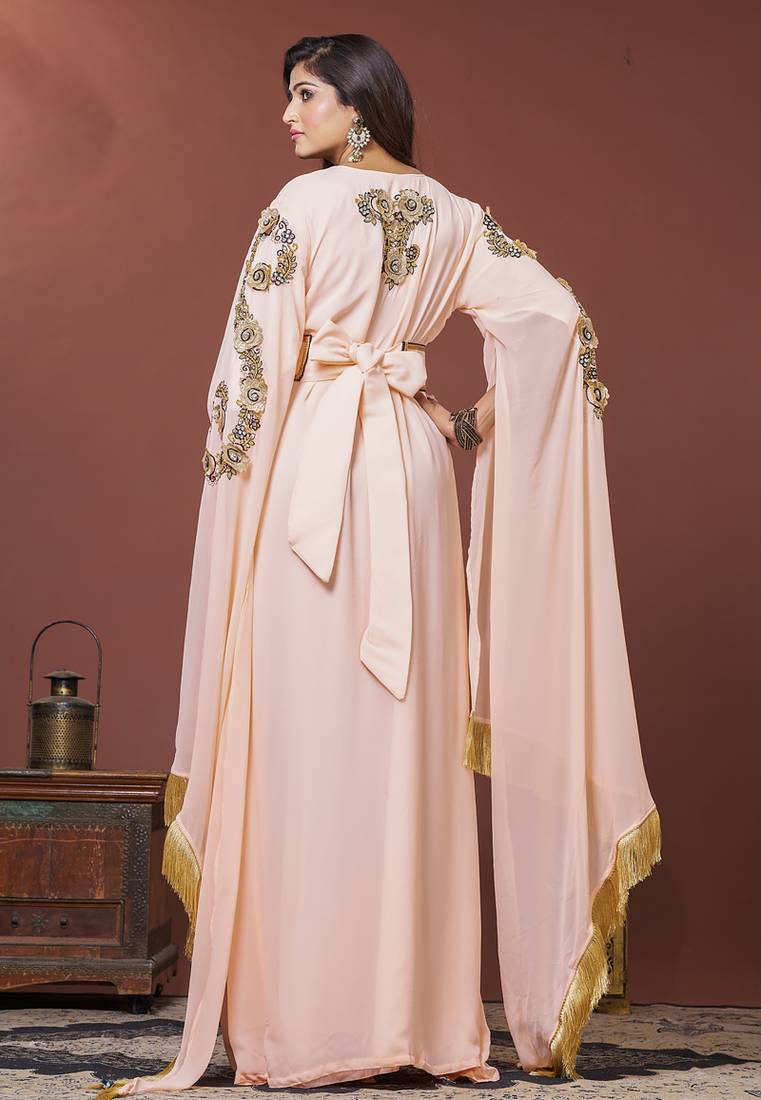 Light peach moroccan wedding kaftan