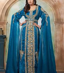 Bottle green moroccan hand beaded wedding kaftan