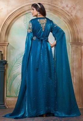 Bottle green moroccan hand beaded wedding kaftan 4