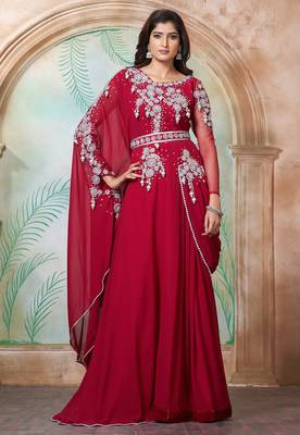 Maroon designer wedding party dress 1