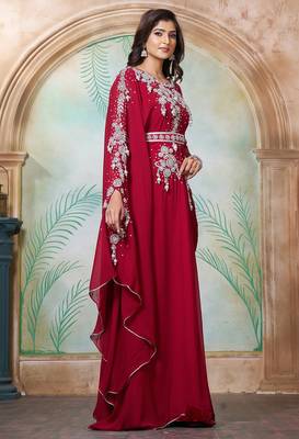 Maroon designer wedding party dress 3