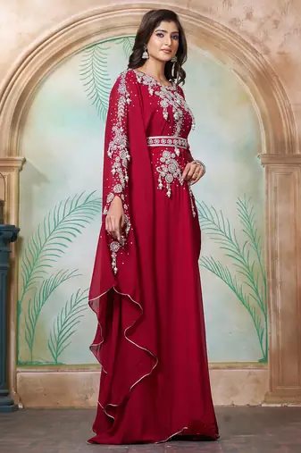 Maroon designer wedding party dress