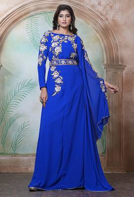 Royal blue moroccan wedding party wear kaftan 1