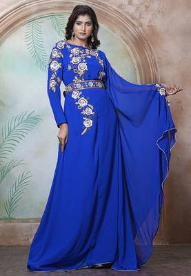 Royal blue moroccan wedding party wear kaftan 2