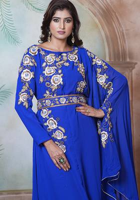 Royal blue moroccan wedding party wear kaftan 4