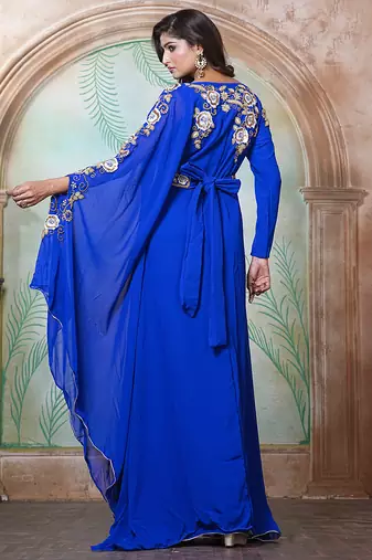 Royal blue moroccan wedding party wear kaftan