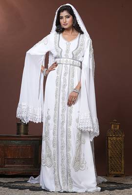 White moroccan islamic wedding designer caftan 1