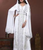 White moroccan islamic wedding designer caftan