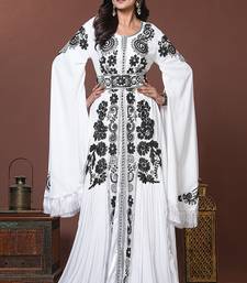 White moroccan arabic party wear wedding kaftan