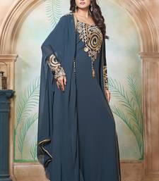 Dark grey and black georgette islamic party wear kaftan