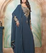 Dark grey and black georgette islamic party wear kaftan