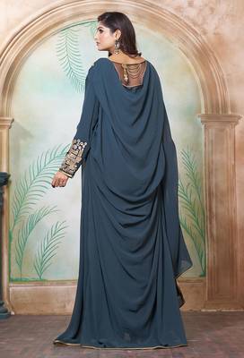 Dark grey and black georgette islamic party wear kaftan 3
