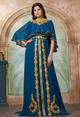 Bottle green designer arabic takchita wedding kaftan 1