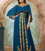 Bottle green designer arabic takchita wedding kaftan