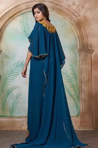 Bottle green designer arabic takchita wedding kaftan