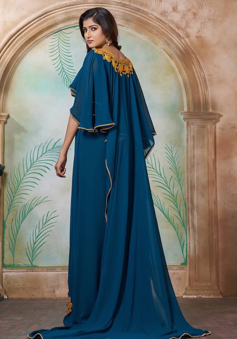 Bottle green designer arabic takchita wedding kaftan
