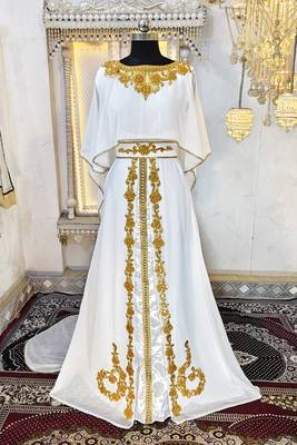 White designer arabic takchita wedding kaftan 1