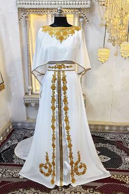 White designer arabic takchita wedding kaftan 2