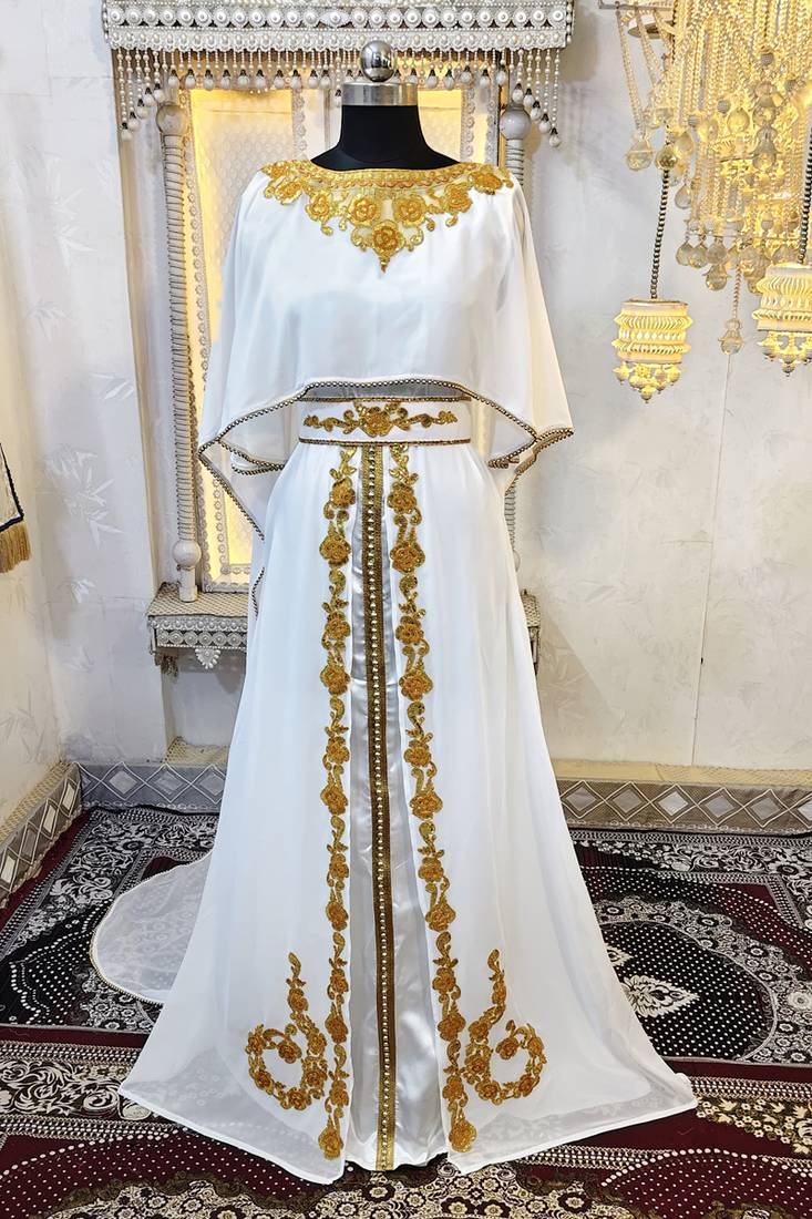 White designer arabic takchita wedding kaftan
