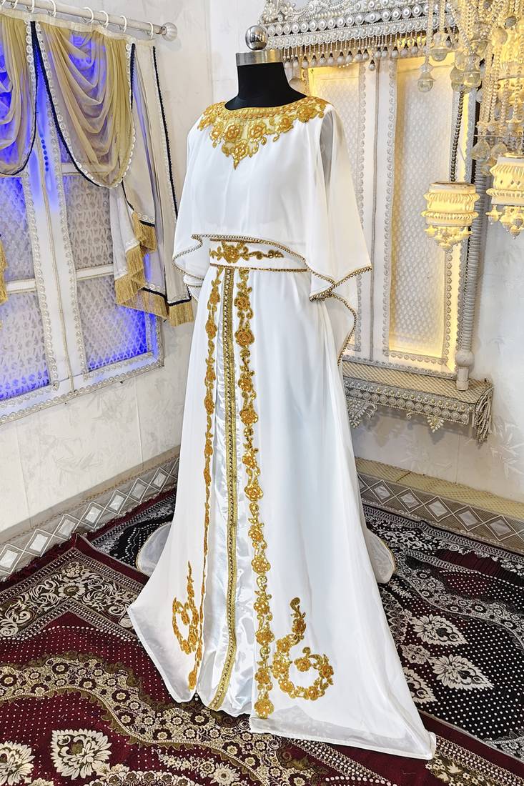 White designer arabic takchita wedding kaftan