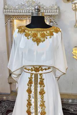White designer arabic takchita wedding kaftan 4