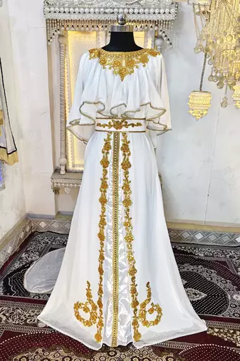 White designer arabic kaftan
