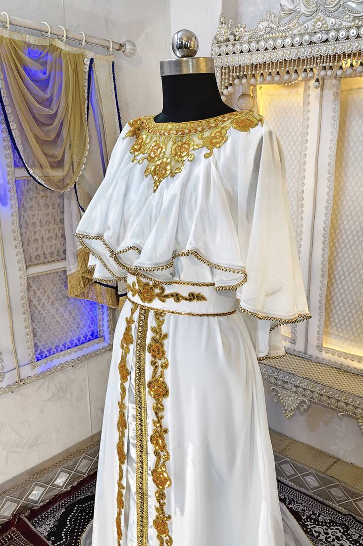 White designer arabic kaftan