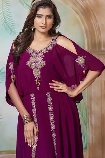 Violet arabic designer takchita kaftan