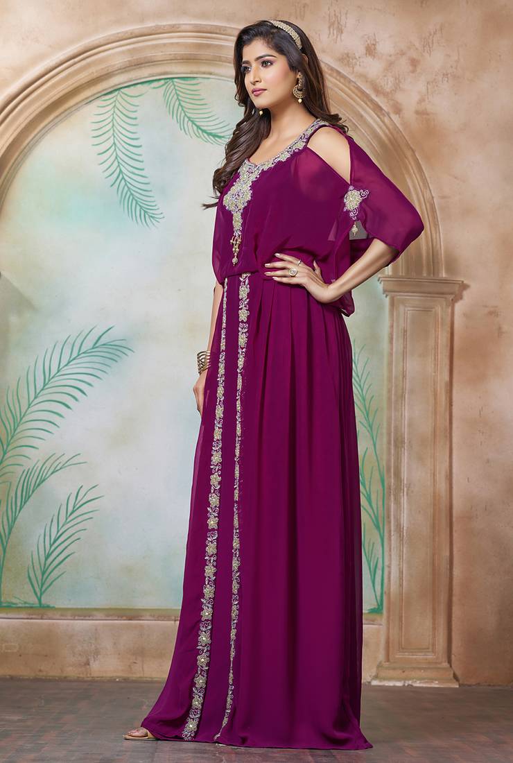 Violet arabic designer takchita kaftan