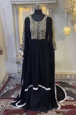 Black embroidery women kaftan dress 1