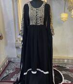 Black embroidery women kaftan dress