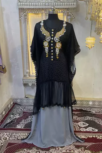 Black moroccan kaftan party wear maxi gown