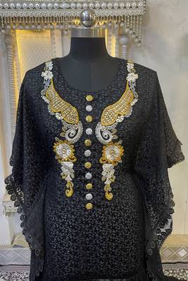 Black moroccan kaftan party wear maxi gown 4