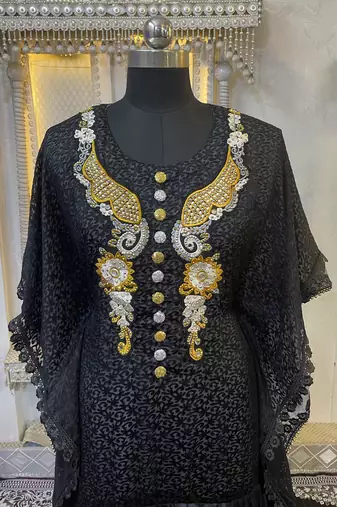 Black moroccan kaftan party wear maxi gown
