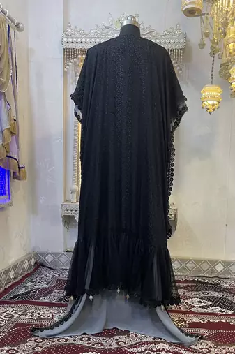 Black moroccan kaftan party wear maxi gown