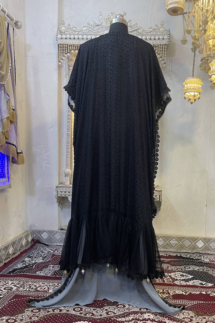 Black moroccan kaftan party wear maxi gown