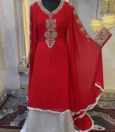 Red wedding takchita embroidered dubai abaya