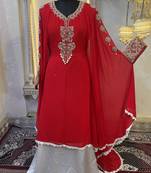 Red wedding takchita embroidered dubai abaya