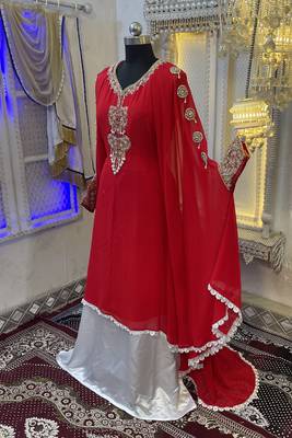 Red wedding takchita embroidered dubai abaya 2