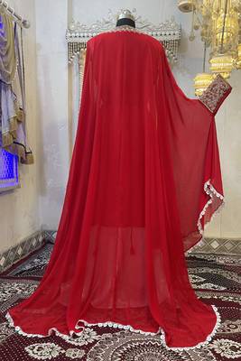 Red wedding takchita embroidered dubai abaya 5