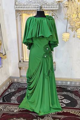 Green modest kaftan dress style muslim kaftan 1