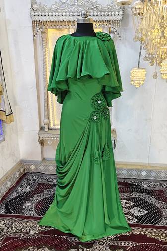 Green modest kaftan dress style muslim kaftan