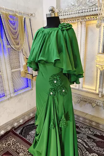 Green modest kaftan dress style muslim kaftan